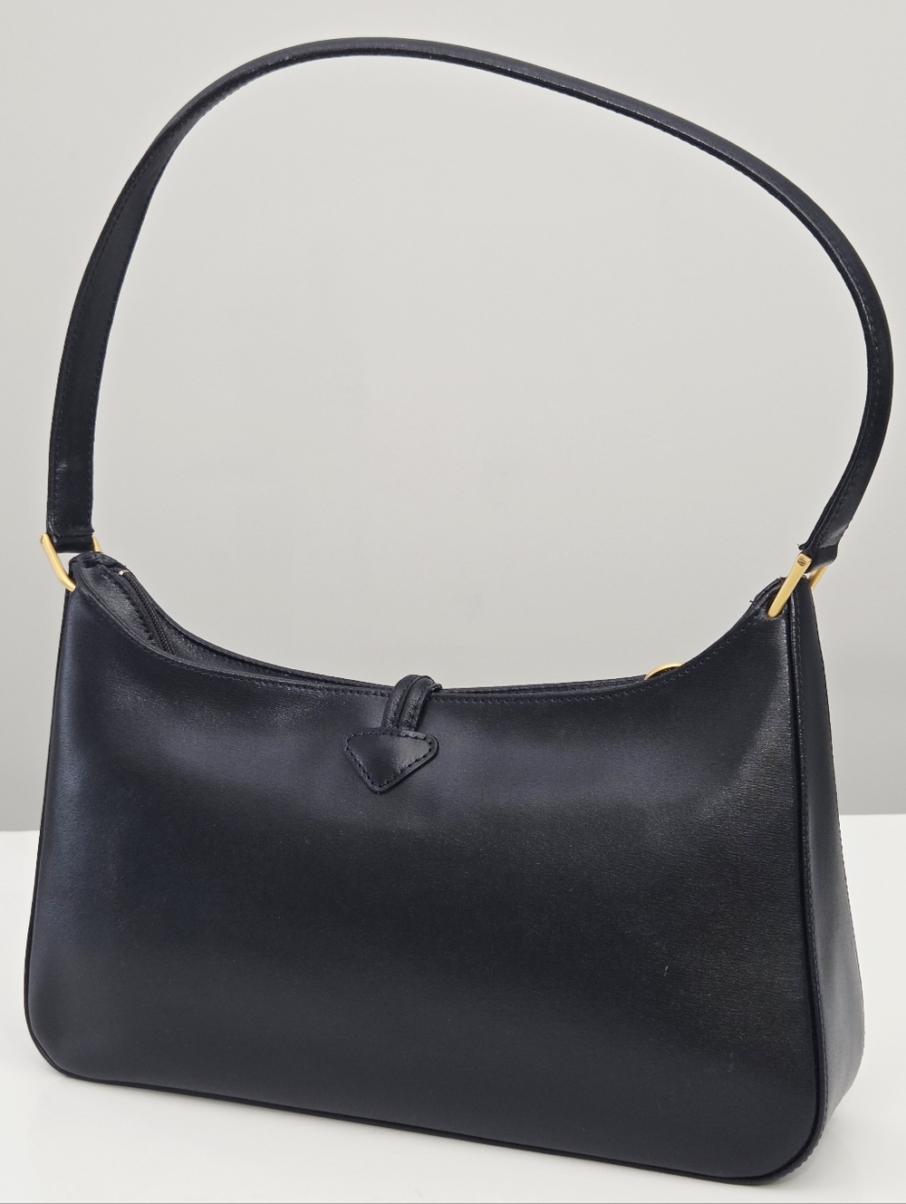 VINTAGE LONGCHAMP ROSEAU DARK BLUE LEATHER SHOULDER BAG - Picture 6 of 8